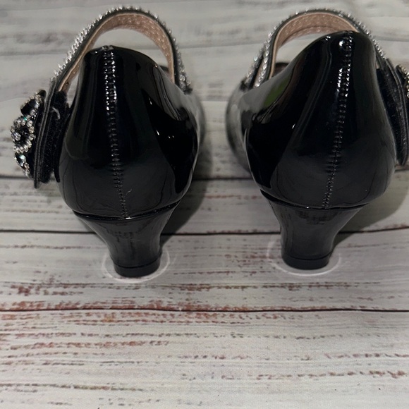 Link Black Dress Shoes with Rhinestone Straps Sz. 11 - Picture 6 of 8